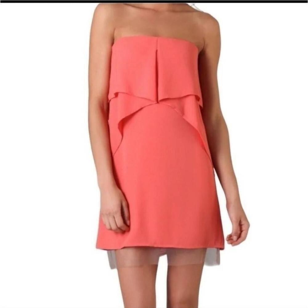 BCBGMaxAzaria Fei Fei Green Strapless Ruffle Mini Dress Size 2